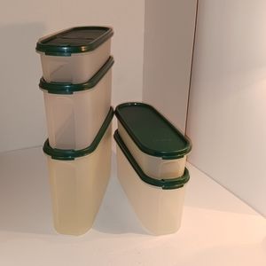 Tupperware Modular Mates Super Ovals #1-#3 with Pour All Seals, 5 total, Vintage